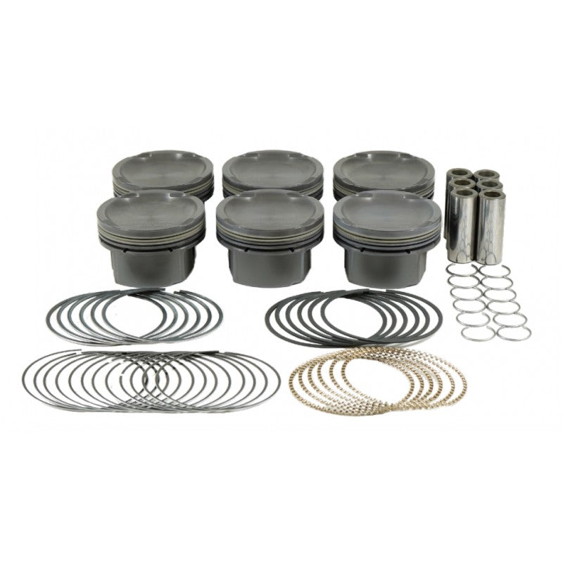 MAHLE 930024709T Piston Kit with TBC (86.60mm x 31mm CH, 89.6mm stroke, 135mm rod, 22mm pin, -25.0cc, 304g, 9.0CR, 2618) for BMW M3 (E36) S52B32 3.2L Photo-0 