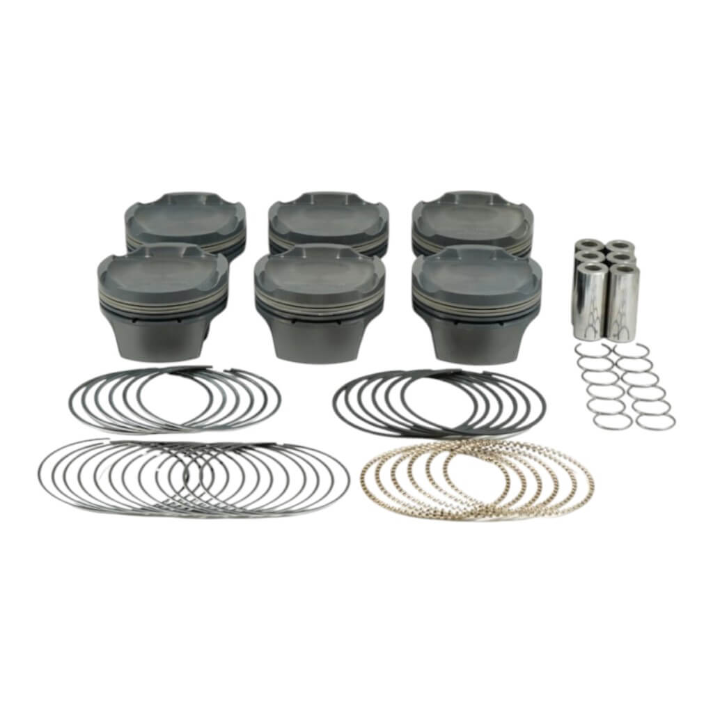 MAHLE 930286135T Piston Kit with TBC (87.25mm x 32.3mm CH, 91.0mm stroke, 139mm rod, 21mm pin, -13.1cc, 340g, 11.6CR, 2618) for BMW M3 (E46) S54B32 3.2L Photo-0 
