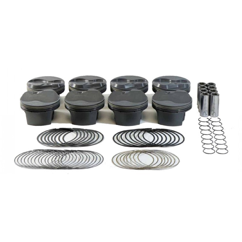 MAHLE 197719275T Piston Kit Dome (378cid 4.075 x 1.314CH, 3.622stroke, 6.125rod, 0.927pin, 2.0cc, 497g, 11.1CR, 4032) for CHEVROLET LS3/L92 6.0L/6.2L Photo-0 