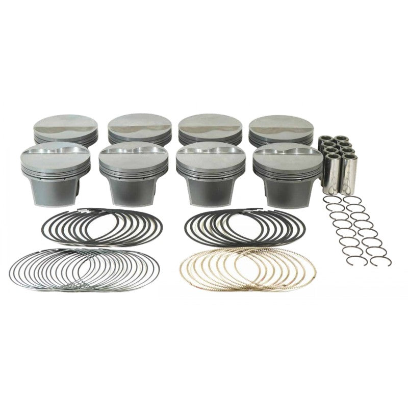 MAHLE 930244735T Piston Kit Flat Top (348cid 4.035 x 1.090CH, 3.400stroke, 5.400rod, 0.927pin, -6.5cc, 404g, 10.0CR, 4032) for FORD Small Block Photo-0 