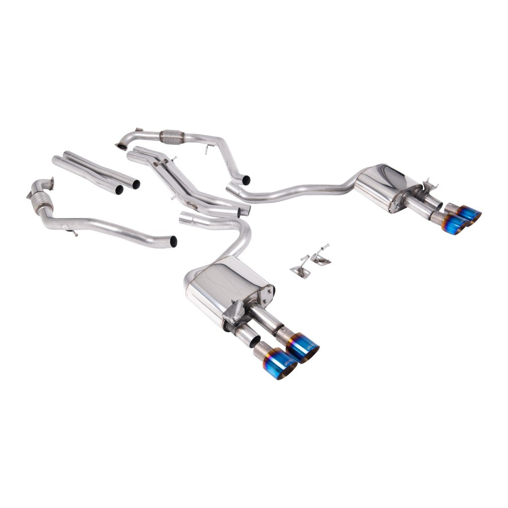 MILLTEK SSXAU1159 Cat-Back Exhaust, 2.5'' (Quad GT-100 Blue Titanium Trims) for AUDI S5 Coupe / Sportback RHD (B9) 2017- Photo-0 