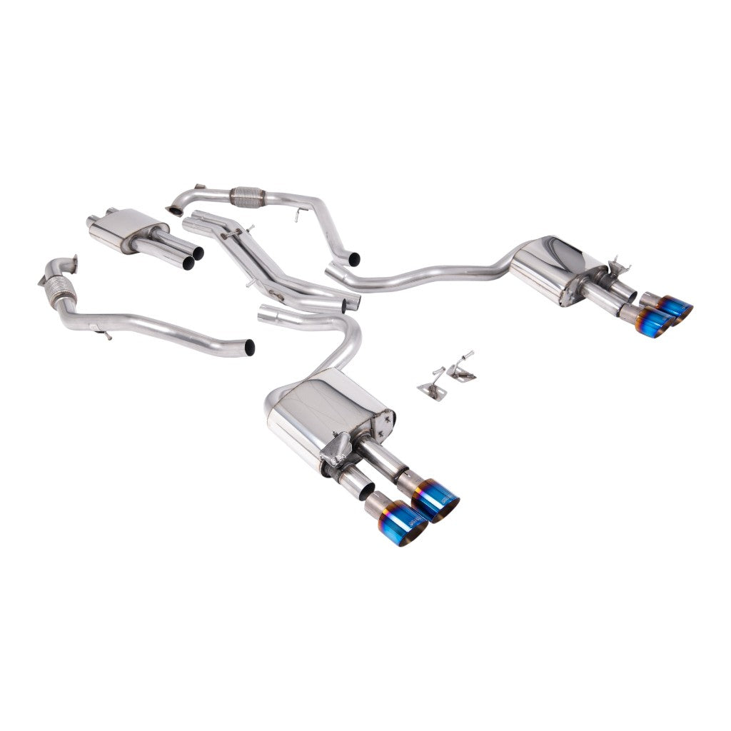 MILLTEK SSXAU1166 Cat-Back Exhaust, 2.5'' (Quad GT-100 Blue Titanium Trims) for AUDI S5 Coupe / Sportback RHD (B9) 2017- Photo-0 