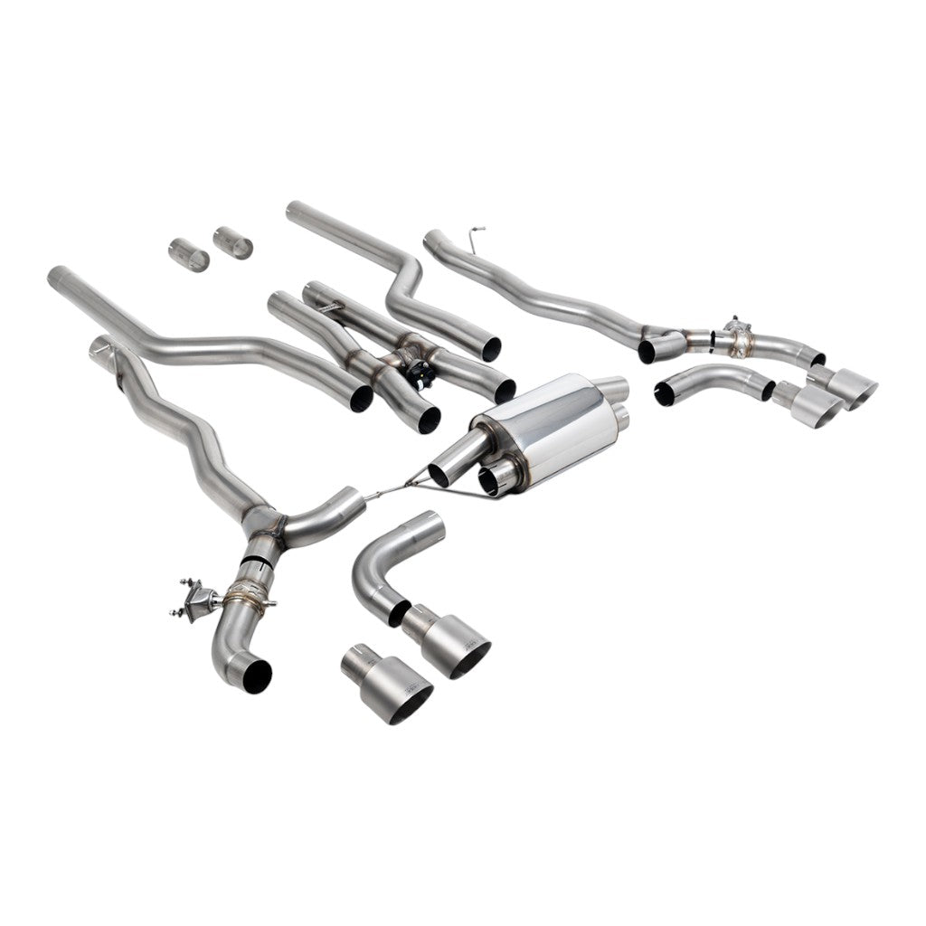 MILLTEK SSXBM1182 Cat-Back Exhaust, 3.15" (Brushed Titanium GT-100 Trims) for BMW M5 / M5 Competition (F90) OPF/GPF Photo-0 