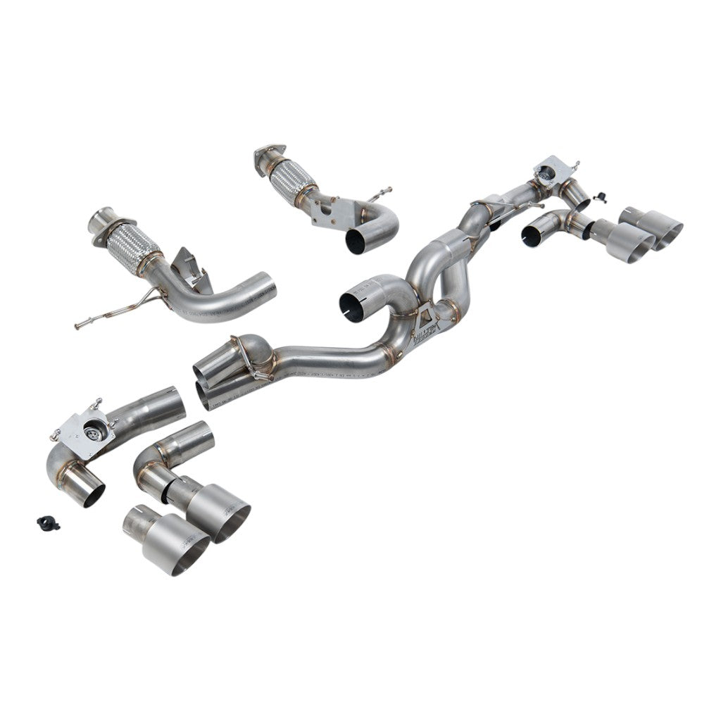 MILLTEK SSXCH003 Cat-Back Exhaust, 3" (Brushed Titanium GT-100 Tips) for CHEVROLET Corvette Stingray 6.2L (C8) Non-OPF/GPF 2020- Photo-0 