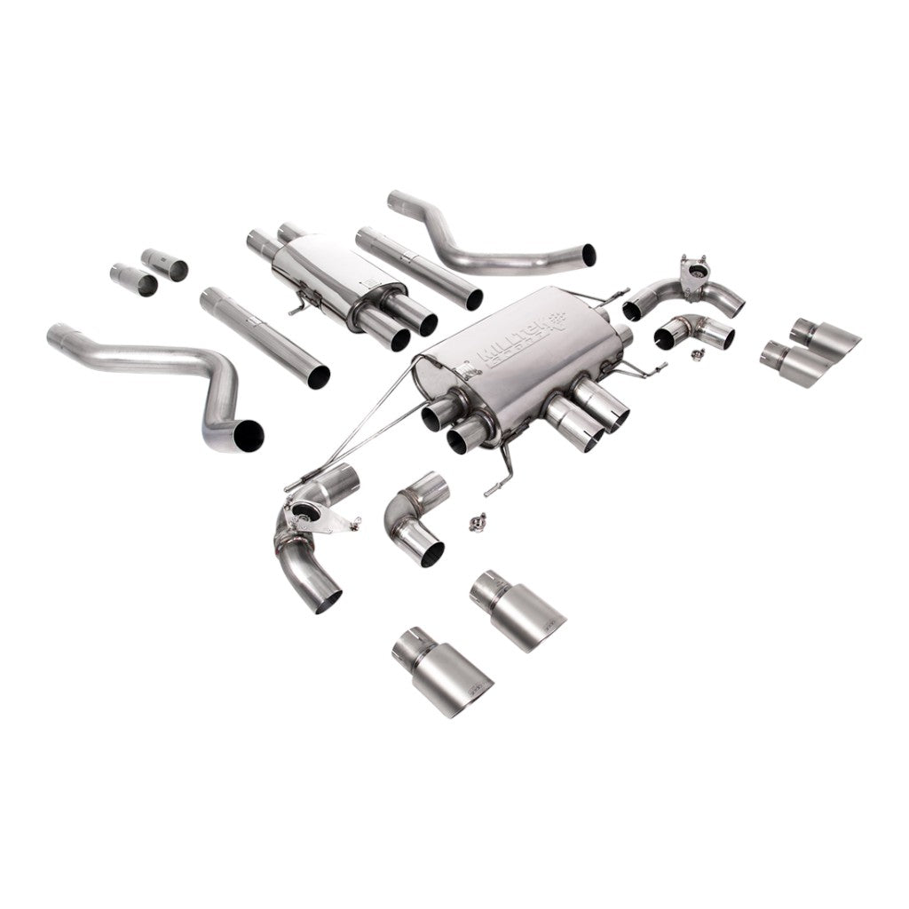 MILLTEK SSXLR180 Cat-Back Exhaust, 2.76" (Brushed Titanium GT-90 Trims) for LAND ROVER Defender 110 P525 Non-OPF/GPF 2021- Photo-0 