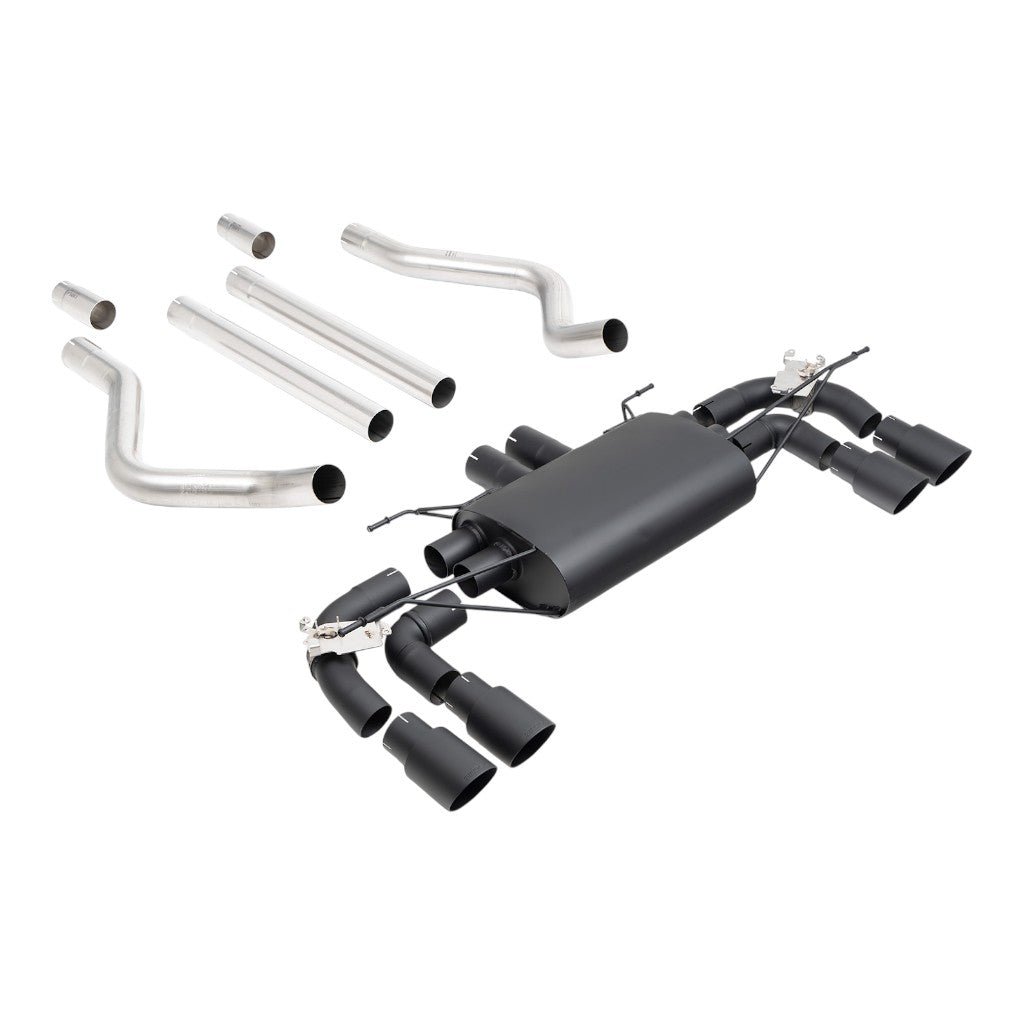 MILLTEK SSXLR256 Cat-Back Exhaust, 2.76'' (Quad GT-90 Cerakote Black Trims) for LAND ROVER Defender 90 5.0 2021- Photo-0 