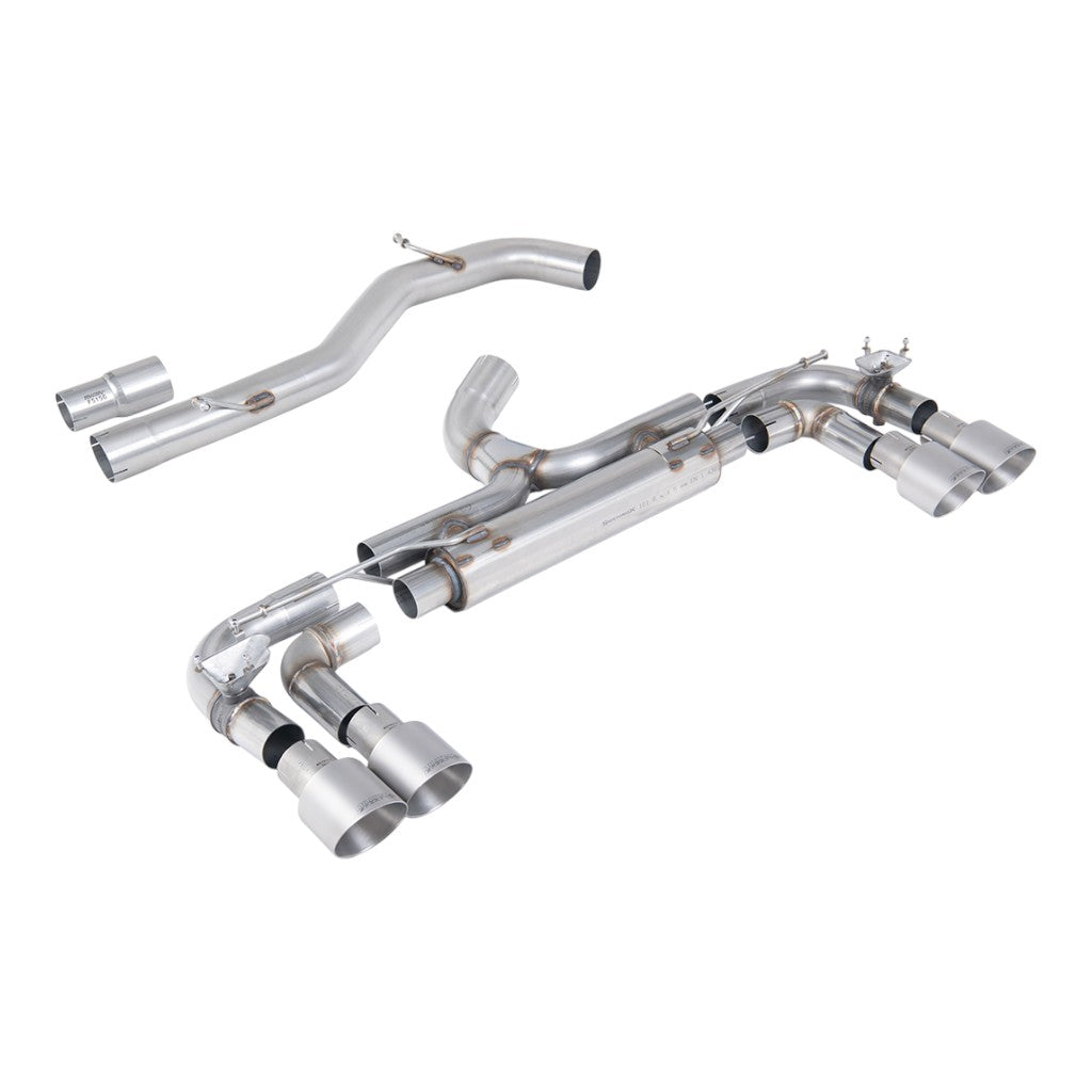 MILLTEK SSXVW715 Cat-Back Exhaust, 3.15" (Brushed Titanium GT-100 Trims) for VW Golf R (MK7) Photo-0 