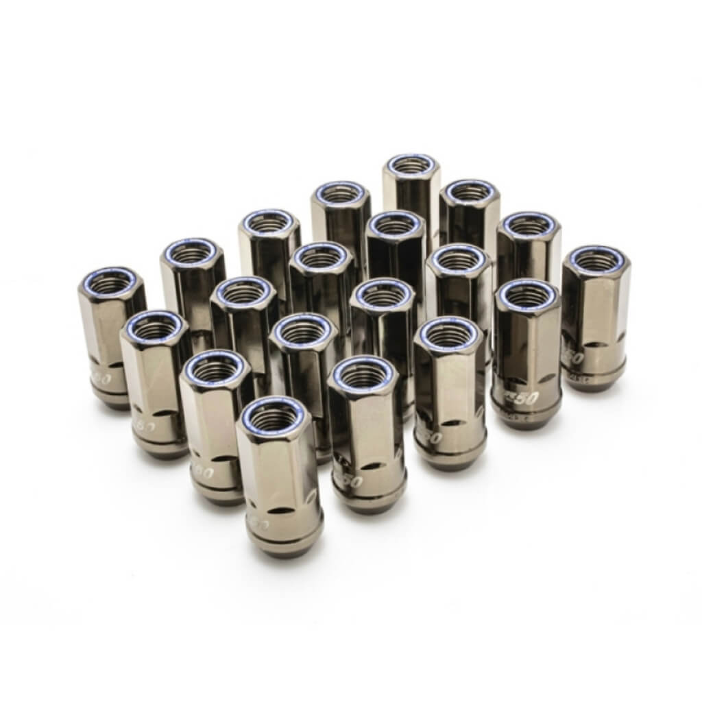 MUTEKI HR5007TU Lug Nuts Kit HR50 14x1.50 Titanium Chrome / Blue Ring Photo-0 
