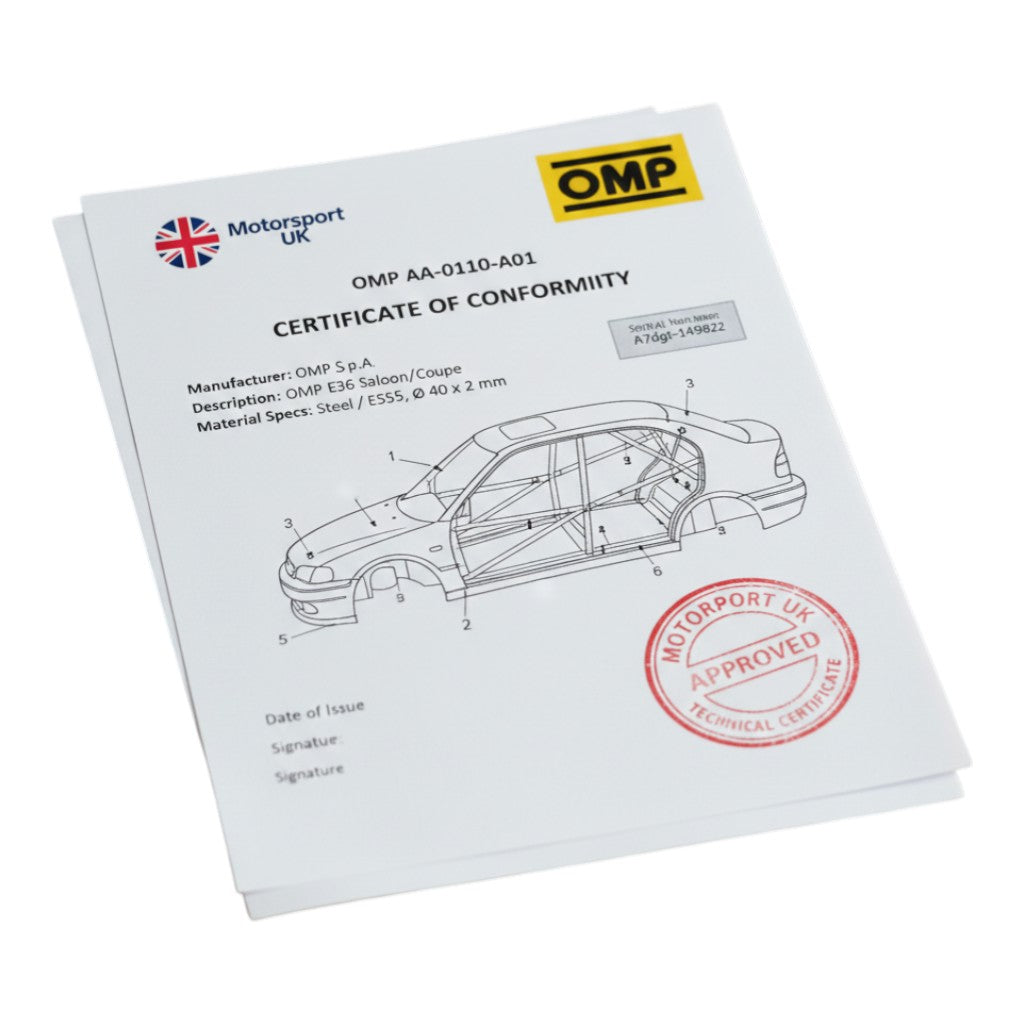OMP AA0-0110-A01 Roll Bar Certificate MSA Photo-0 