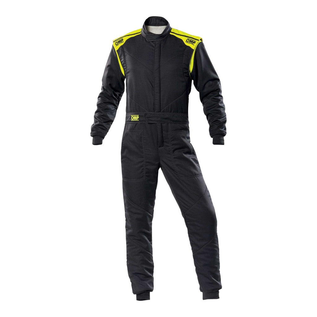 OMP IA0-1828-E01-184-44 Racing Suit First-S MY2020, FIA 8856-2018, Anthracite / Fluo Yellow, Size 44 Photo-0 