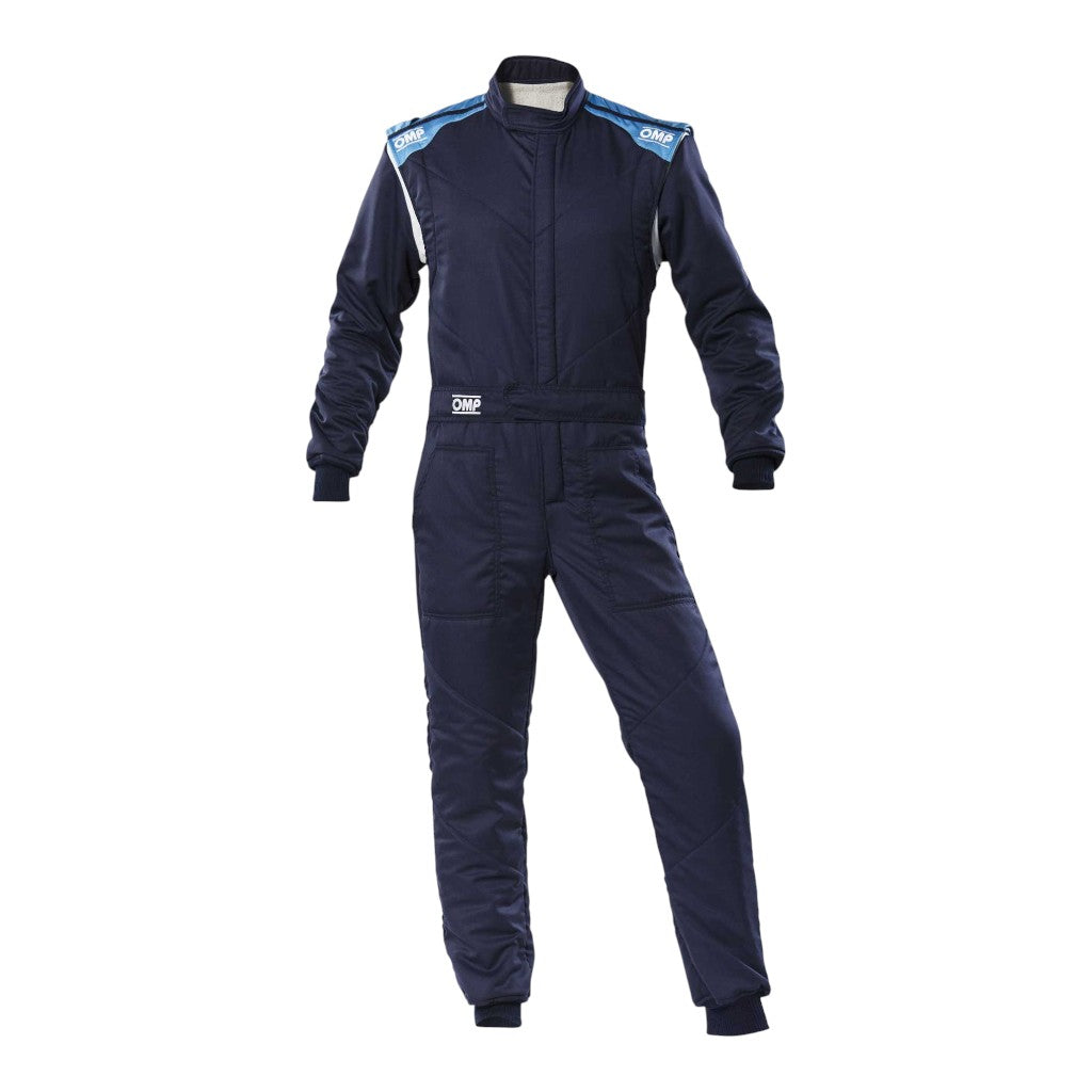 OMP IA0-1828-E01-244-54 Racing Suit First-S MY2020, FIA 8856-2018, Navy Blue / Cyan, Size 54 Photo-0 
