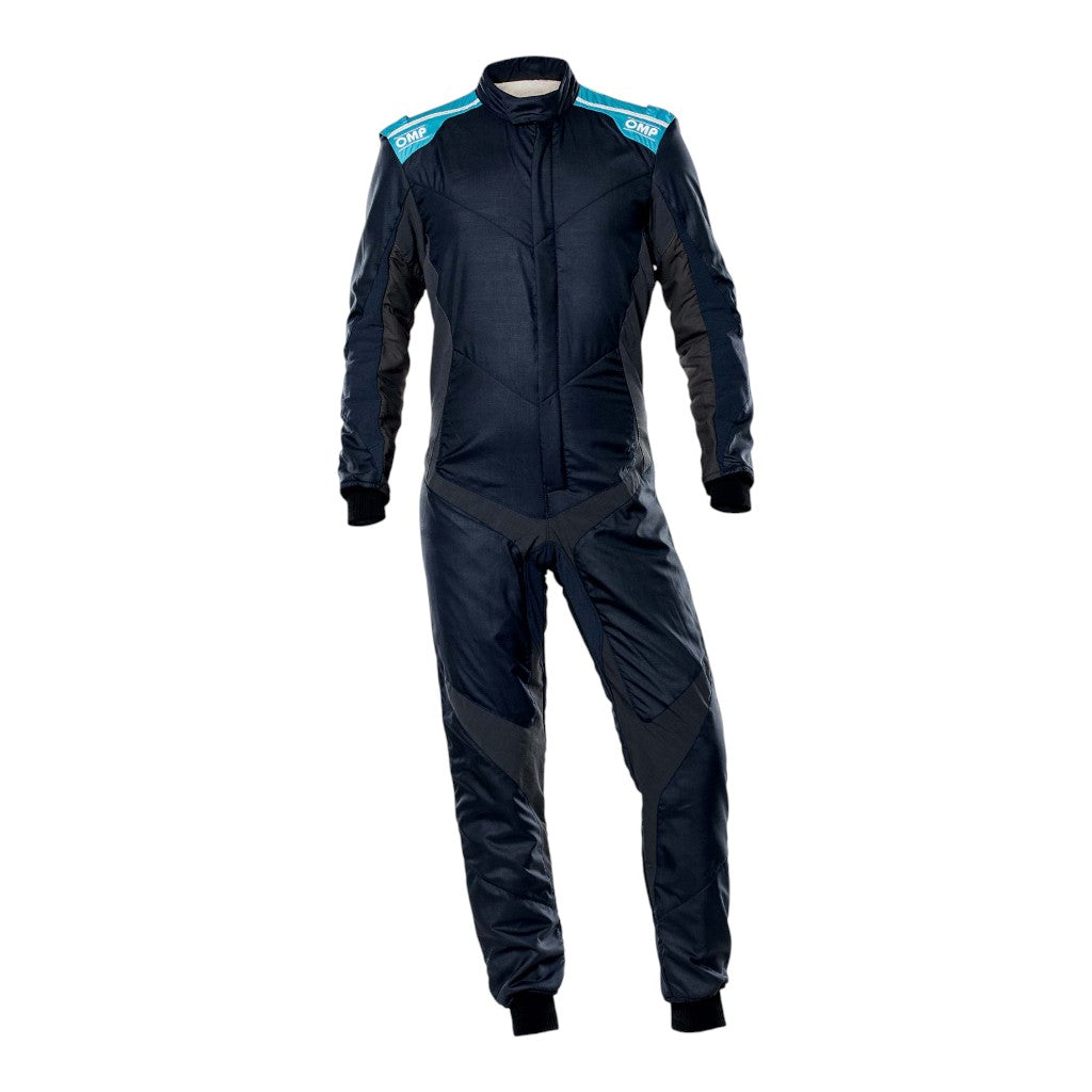 OMP IA0-1861-A01-246-52 Racing Suit One Evo X, FIA 8856-2018, Navy Blue / Gray / Cyan, Size 52 Photo-0 
