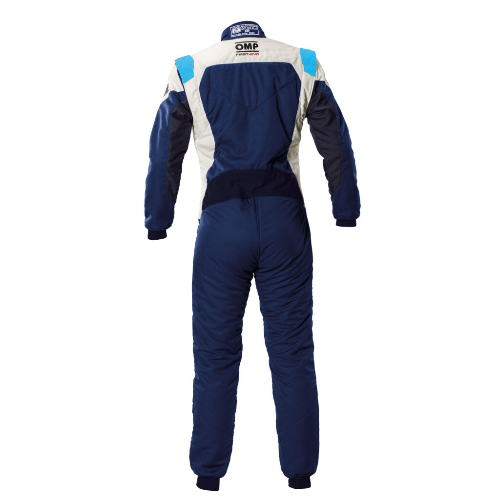 OMP IA0-1874-A01-244-52 Racing Suit First Evo My2025, FIA 8856-2018, Navy Blue / Cyan, Size 52 Photo-1 