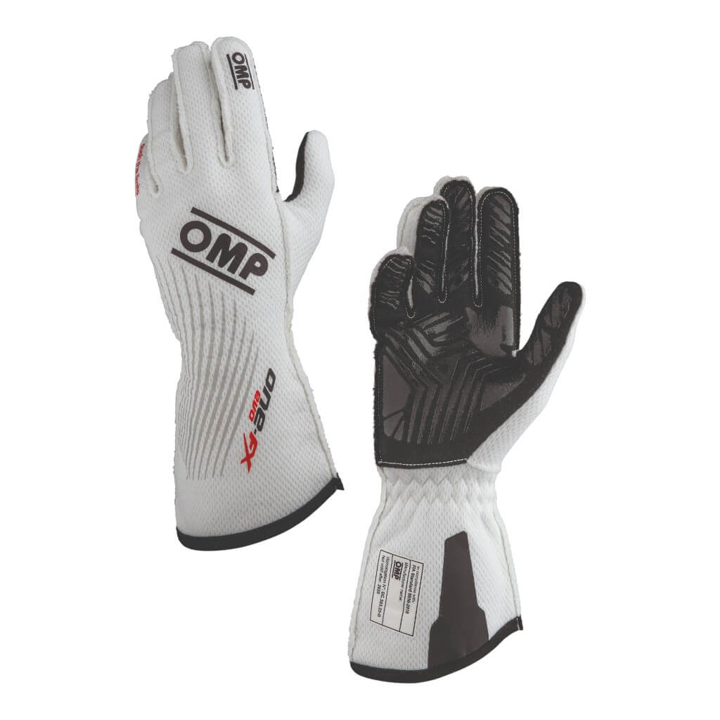 OMP IB0-0773-C01-020-M Racing Gloves One Evo FX MY2026, FIA 8856-2018, White, Size M Photo-0 