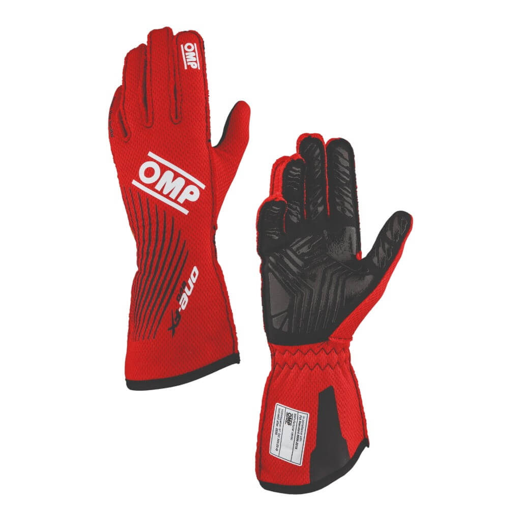 OMP IB0-0773-C01-061-L Racing Gloves One Evo FX MY2026, FIA 8856-2018, Red, Size L Photo-0 