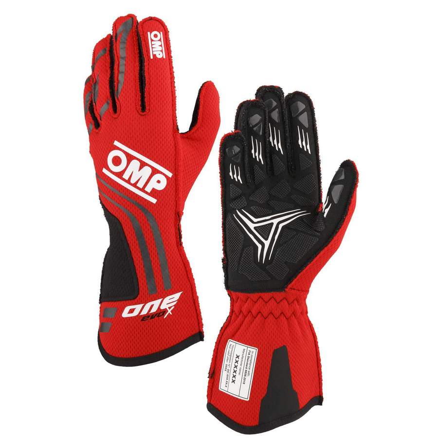 OMP IB0-0775-A01-061-M Racing Gloves One Evo-X MY24, FIA 8856-2018, Red, Size M Photo-0 