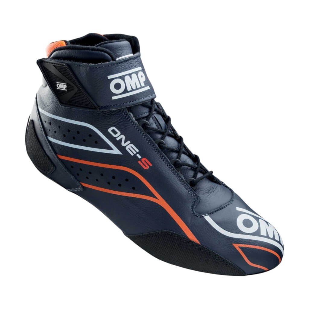 OMP IC0-0822-A03-249-47 Racing Shoes One-S, FIA 8856-2018/SFI, Navy Blue/Fluo Orange, Size 47 Photo-0 
