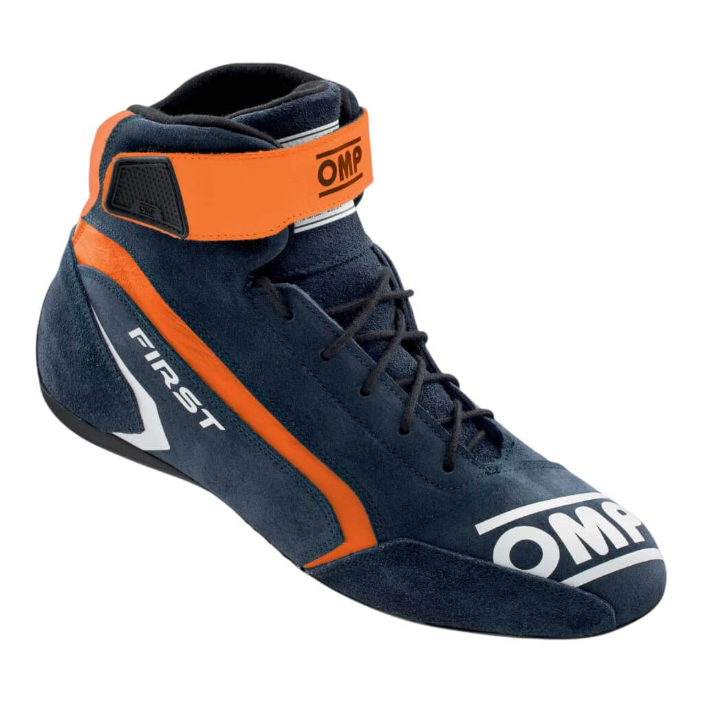 OMP IC0-0824-A01-249-43 Racing Shoes First MY2021, FIA 8856-2018, Navy Blue / Orange, Size 43 Photo-0 