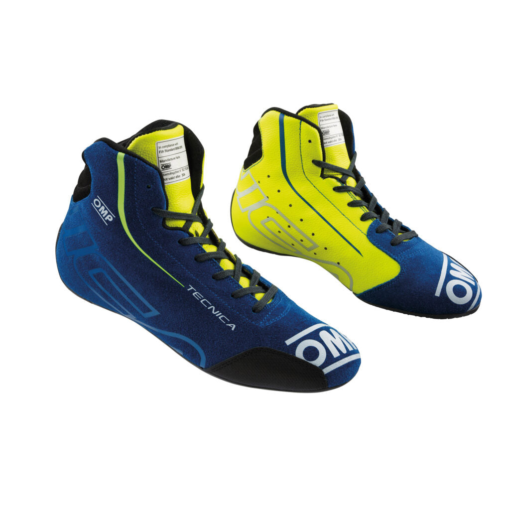 OMP IC0-0836-A01-044-42 Racing Shoes Tecnica My2025, FIA 8856-2018, Blue / Yellow, Size 42 Photo-0 