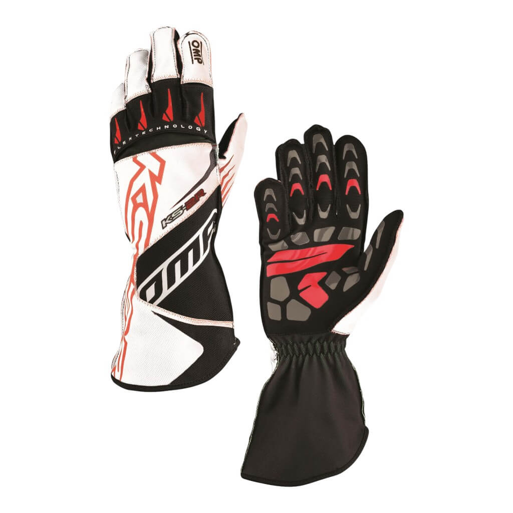 OMP KB0-2749-A01-120-XL Karting Gloves KS-2R MY2022 (for Kids), White / Red, Size XL Photo-0 