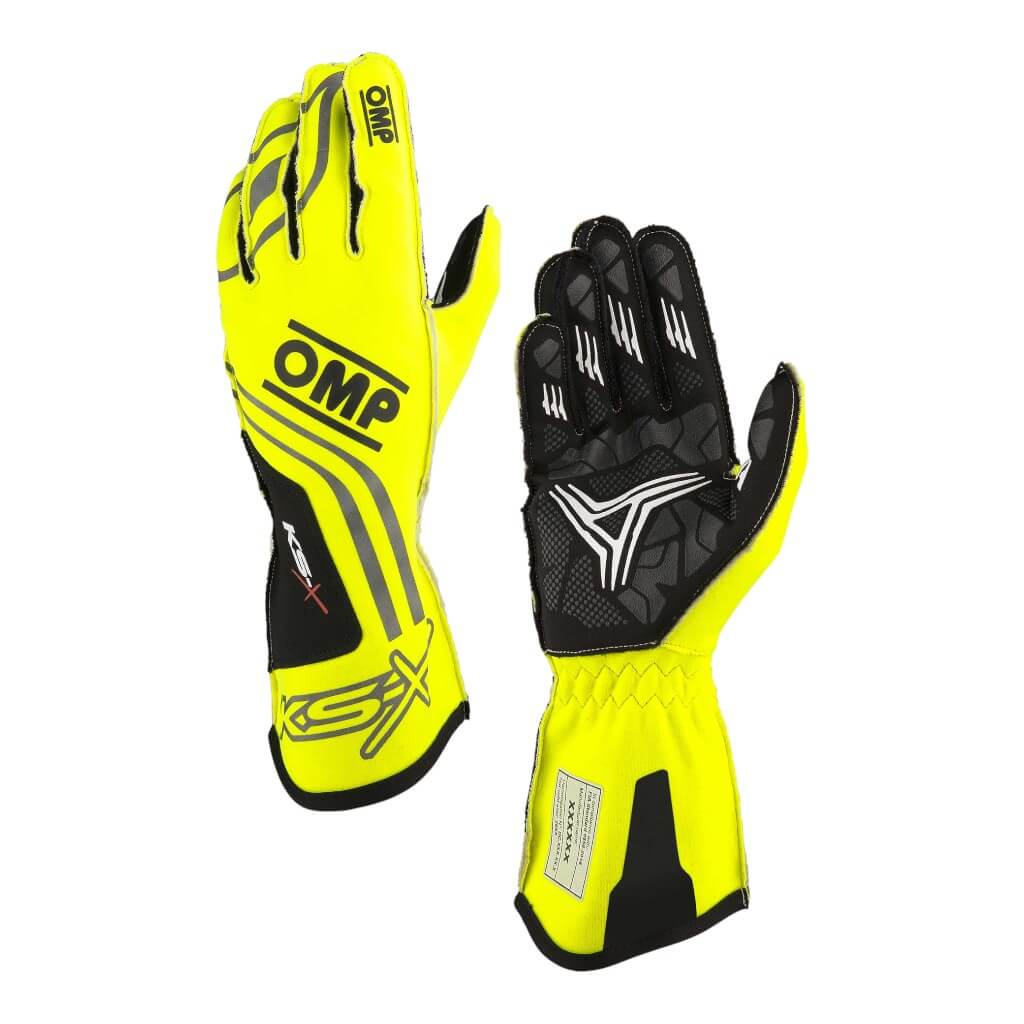 OMP KB0-2751-A01-099-L Karting Gloves KS-X, FIA 8877-2022, Fluo Yellow, Size L Photo-0 