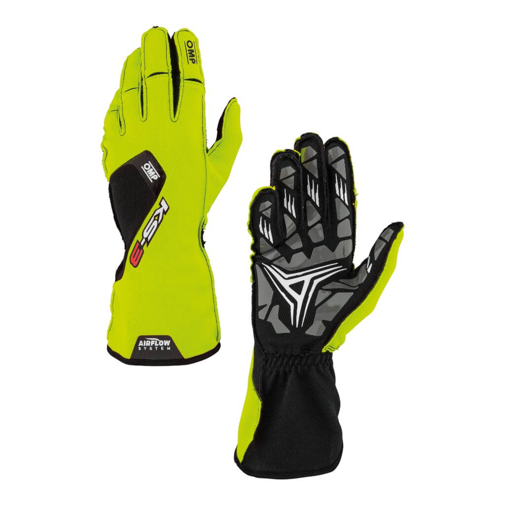OMP KB0-2756-A01-059-006 Child Kart Gloves KS-3 MY2026, Yellow/Black, Size 6 Photo-0 