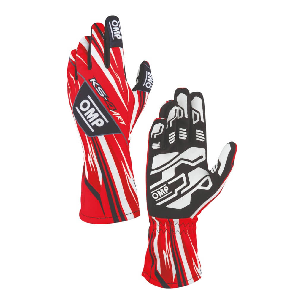OMP KB0-2757-A01-063-M Kart Gloves KS-4 Art, Red/White, Size M Photo-0 