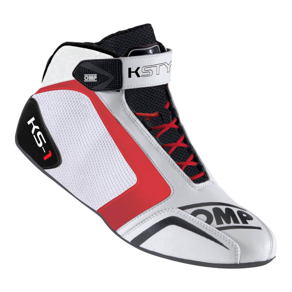 OMP KC0-0815-A01-120-45 Karting Shoes KS-1, White / Black / Red, Size 45 Photo-0 