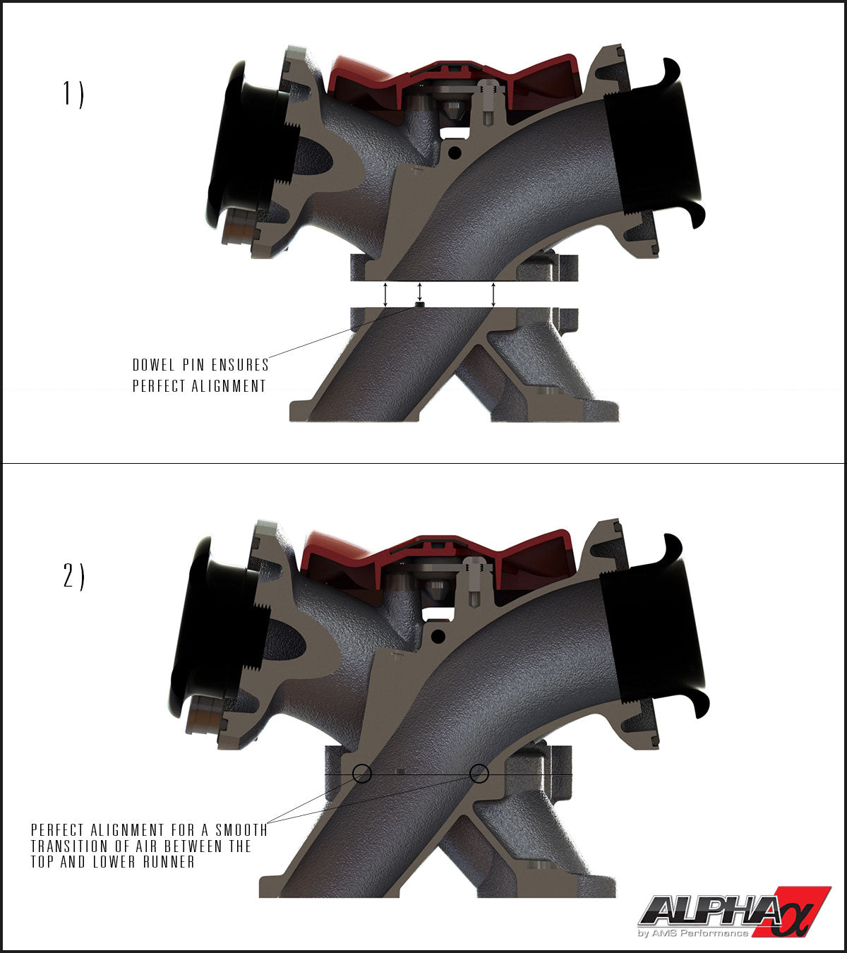 AMS ALP.07.08.0101-1 Carbon Fiber / Billet Intake Manifold NISSAN R35 GT-R (Standard Fuel Rail (6 Injector), Clear) Photo-1 