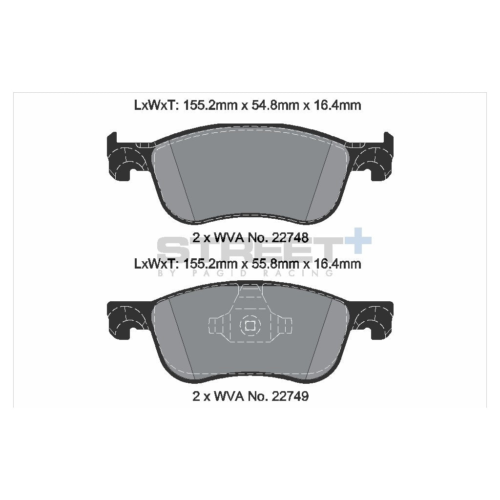 PAGID T8234SP2001 Front Brake Pads STREET+ for FORD Fiesta VII 2017-2020 Photo-1 