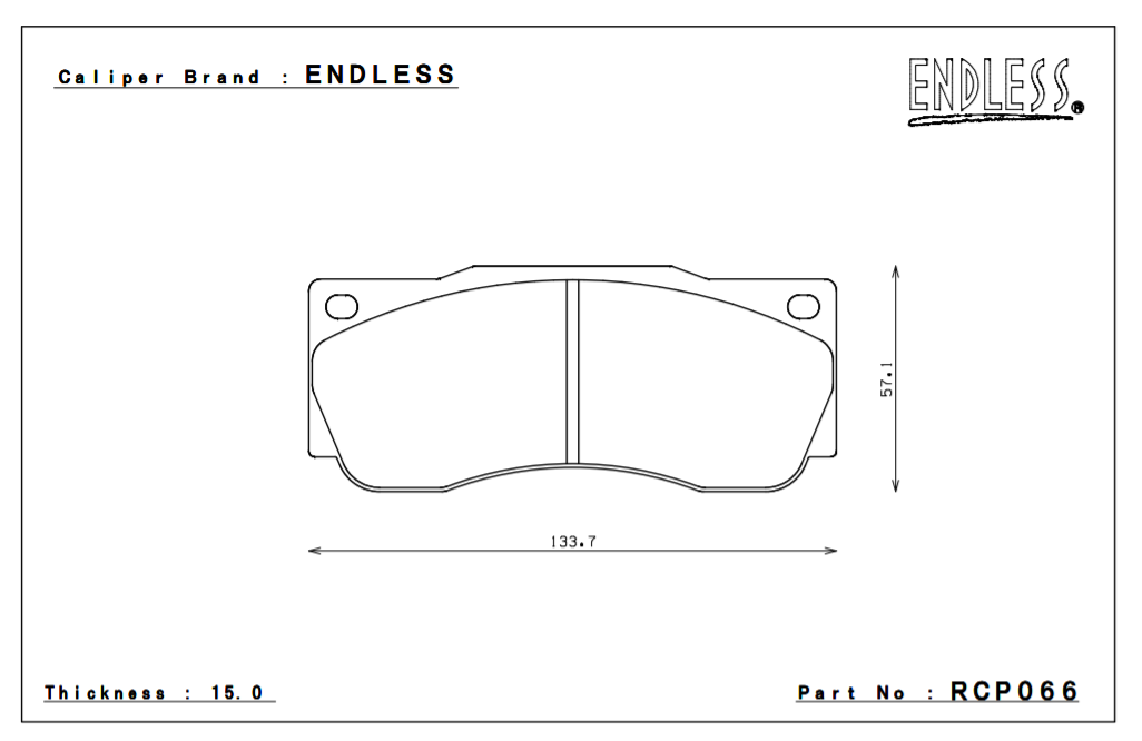 ENDLESS RCP066ME20 Brake pads 15mm 4-Piston caliper EC440 Photo-0 