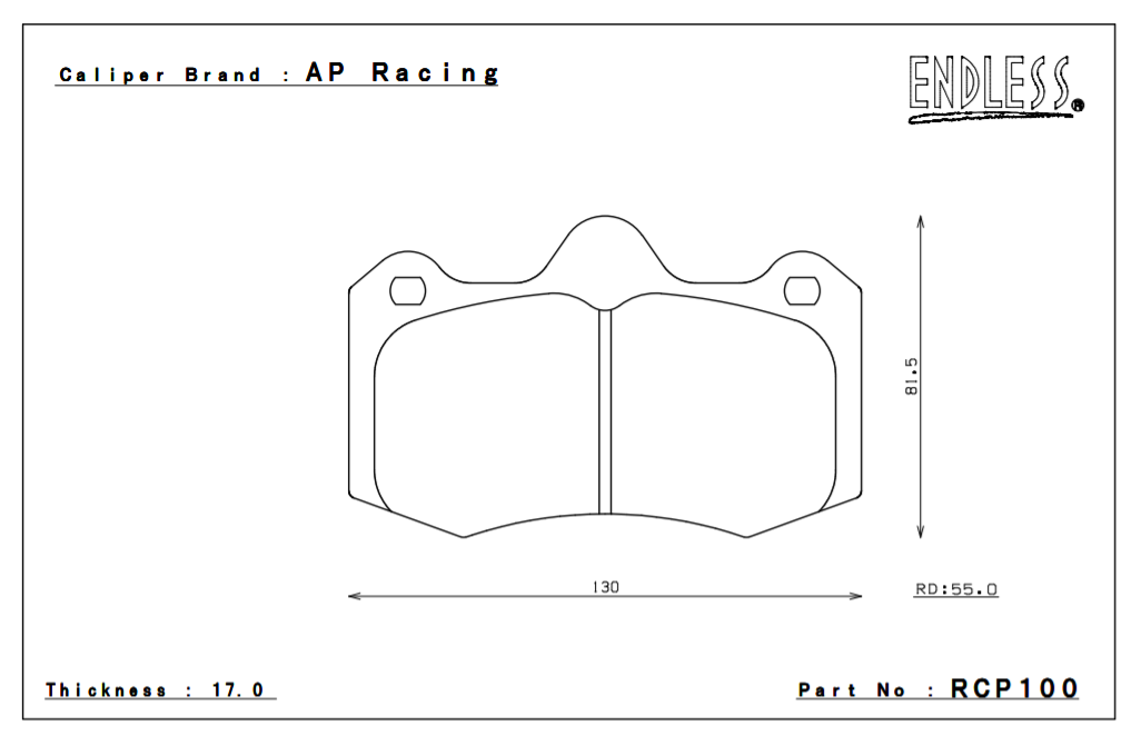 ENDLESS RCP100MA45B Brake pads 17mm 4-Piston AP Racing caliper CP6600D55 Photo-0 