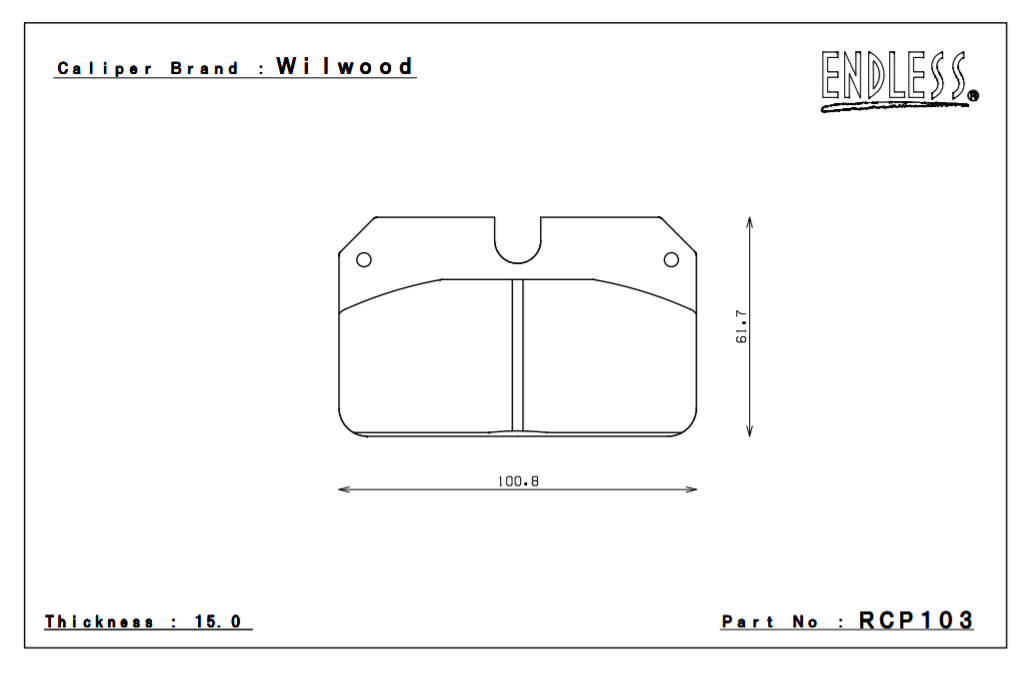 ENDLESS RCP103ME20 Brake pads 15mm 4-Piston Wilwood caliper Photo-0 