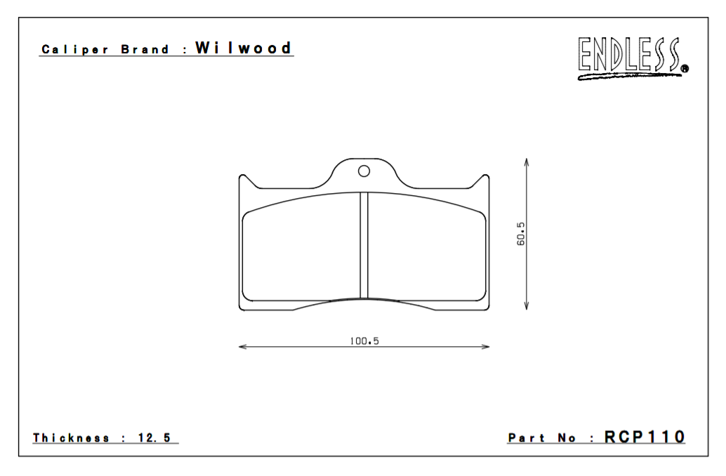ENDLESS RCP110MX72 Brake pads 12,5mm 4-Piston Wilwood caliper DL Photo-0 