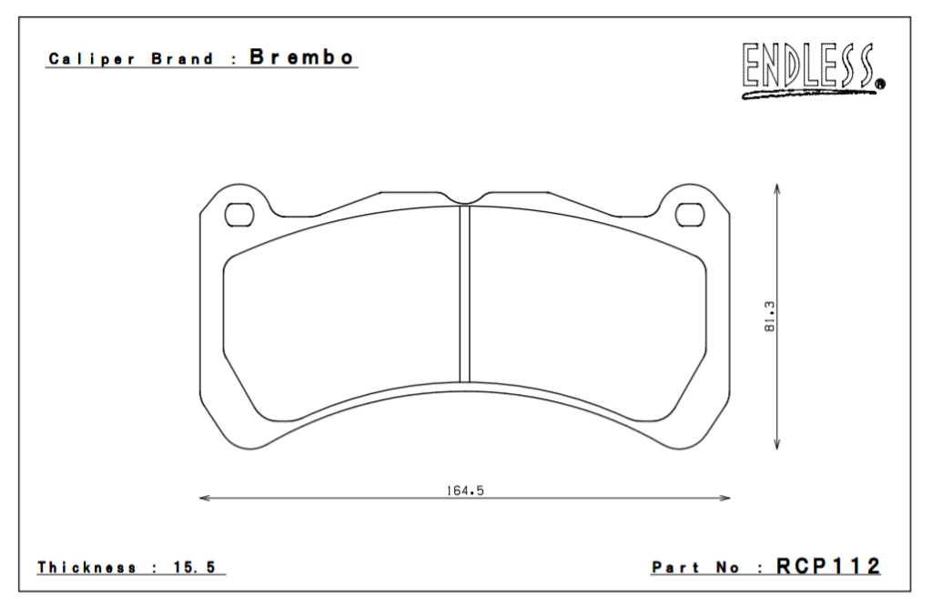 ENDLESS RCP112MX72 Brake pads 15,5mm SUBARU GDB RA-R Brembo caliper Photo-0 