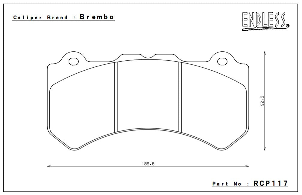 ENDLESS RCP117ME20 Front brake pads 18,5mm NISSAN R35 GTR Brembo caliper Photo-0 