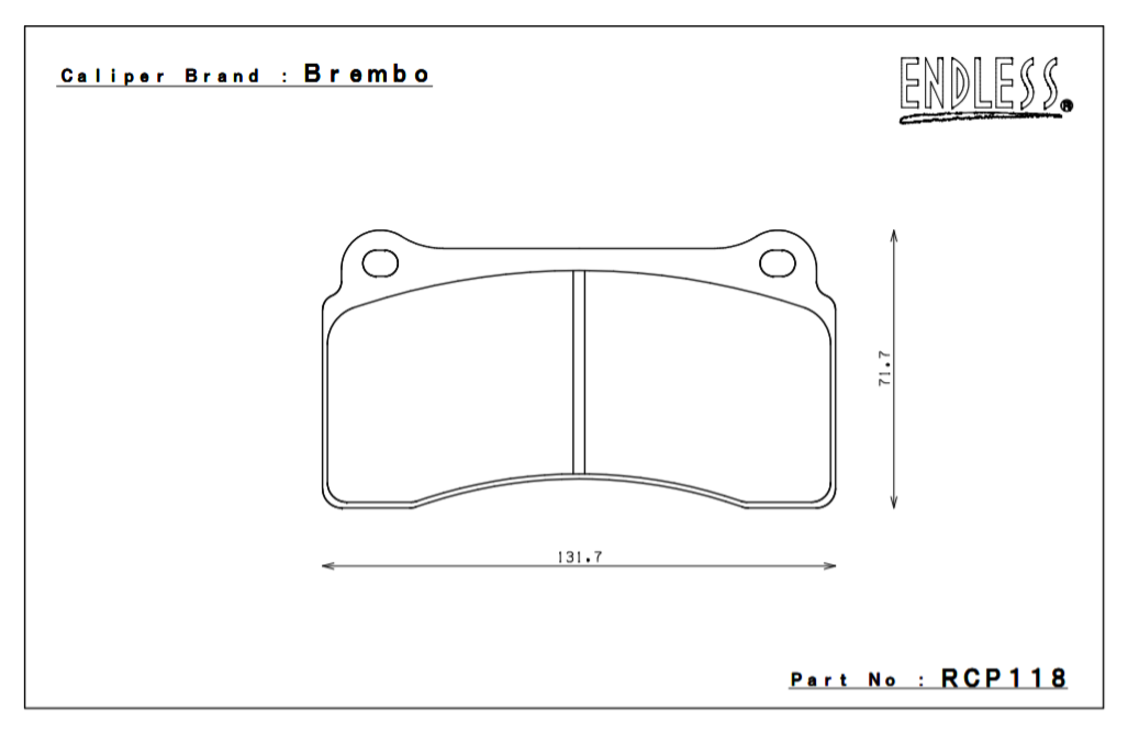 ENDLESS RCP118ME20 Rear brake pads 17,5mm NISSAN R35 GTR Brembo caliper Photo-0 