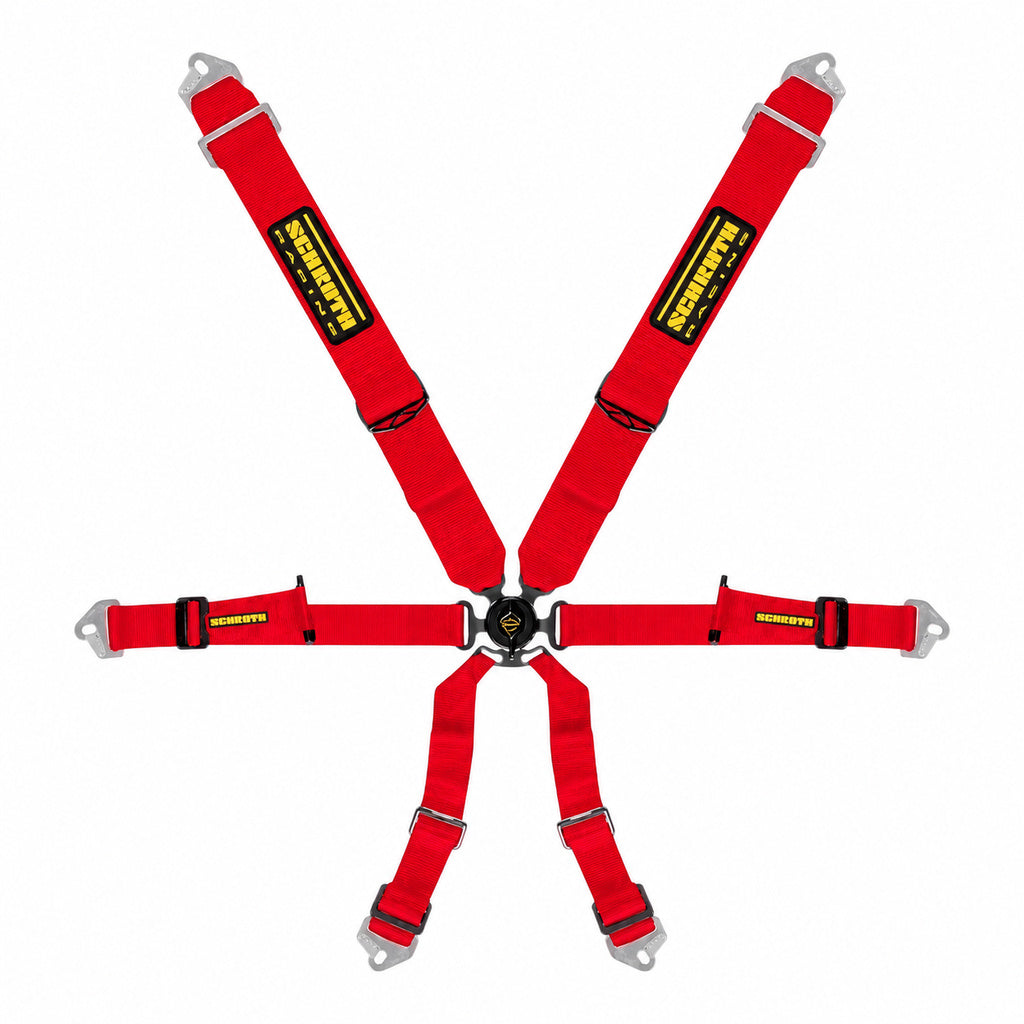 SCHROTH 94540-2 Racing Harness Profi 3x2 Pull-up 6-Point, Red Photo-0 