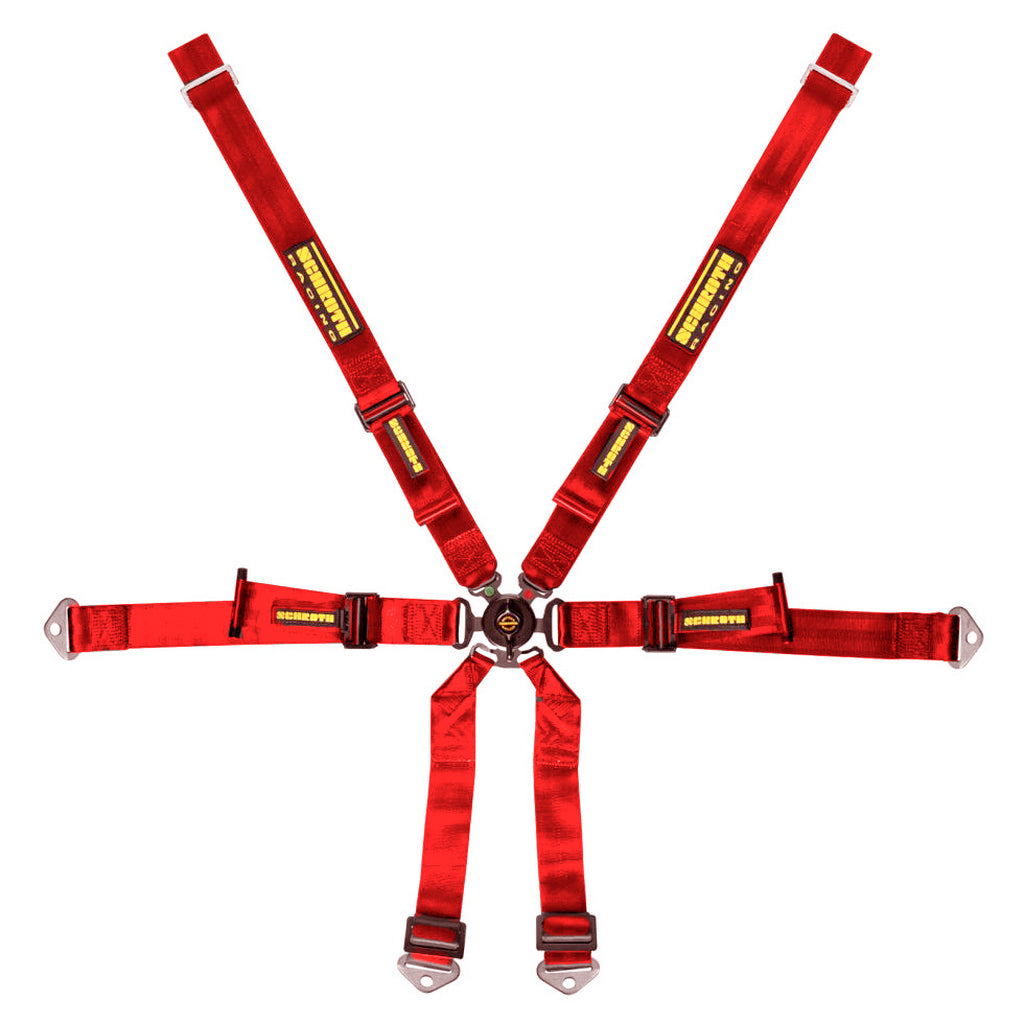 SCHROTH 94660-2 Seat Belt Profi 6-point 2\" (50 mm) 2x2 Red for PORSCHE 911 GT3 / GT3RS (991 / 992) Photo-0 