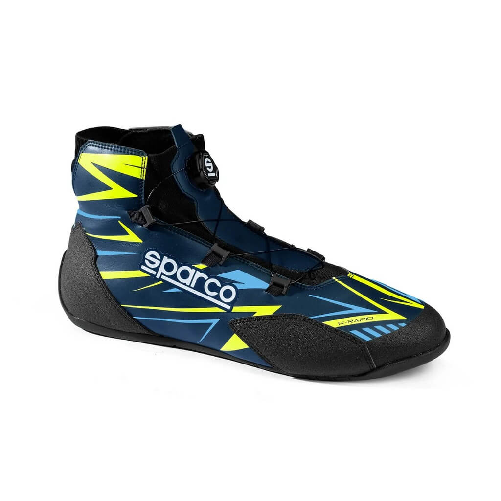 SPARCO BKB0002B0N23042 Karting Shoes K-Rapid Rotor, Marine Blue / Fluo Yellow, Size 42 Photo-0 