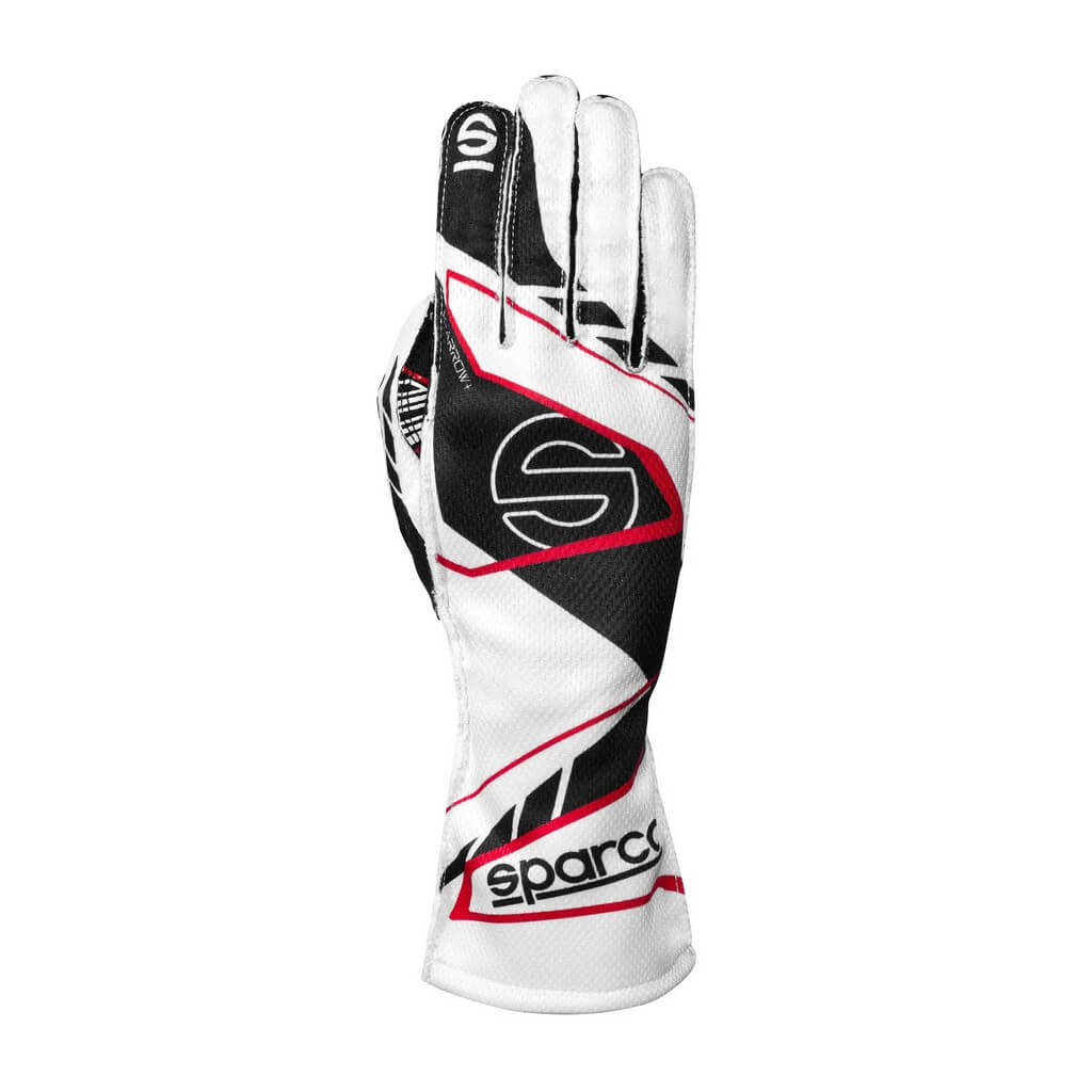 SPARCO BKG0003B0W0809 Karting Gloves K-Arrow + (FIA 8877-2022), White / Black, Size 9 Photo-0 