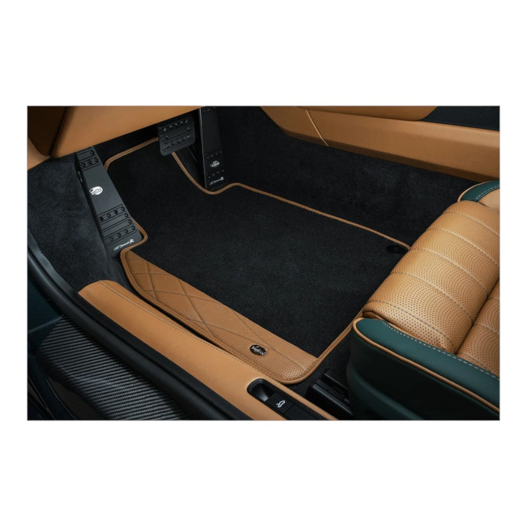 TECHART +00.410.003.CCC V00: Floor Mat Set Edging Decorative Seam, Custom Color Leather Photo-0 
