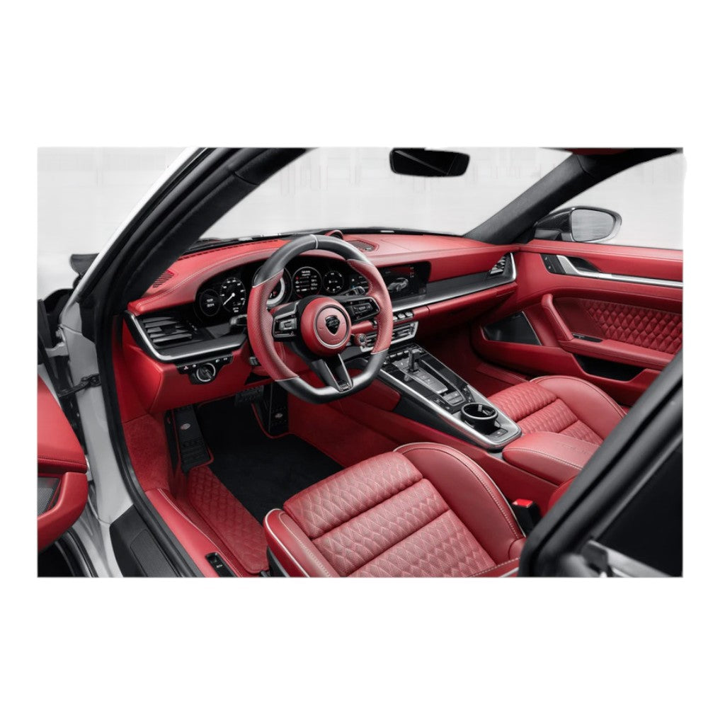 TECHART +00.430.000.015 V02: Wheel Straight-Ahead Marking, Leather Carbon Segment Photo-4 