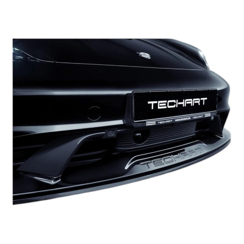 TECHART +9J.121.100.002 V01: Front Spoiler I, Visible Carbon, Glossy for PORSCHE Taycan (9J1) Photo-1 