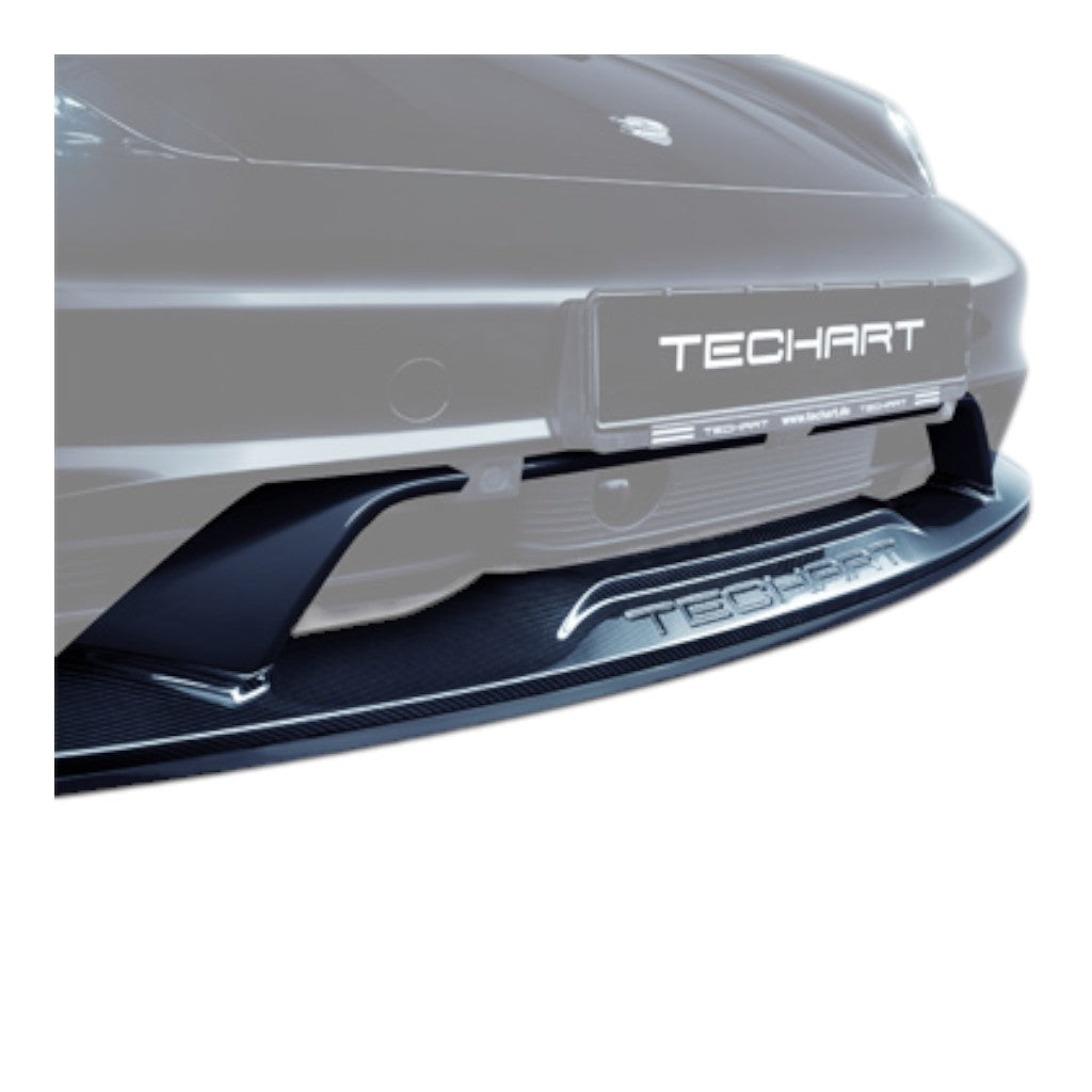 TECHART +9J.121.100.002 V01: Front Spoiler I, Visible Carbon, Glossy for PORSCHE Taycan (9J1) Photo-3 
