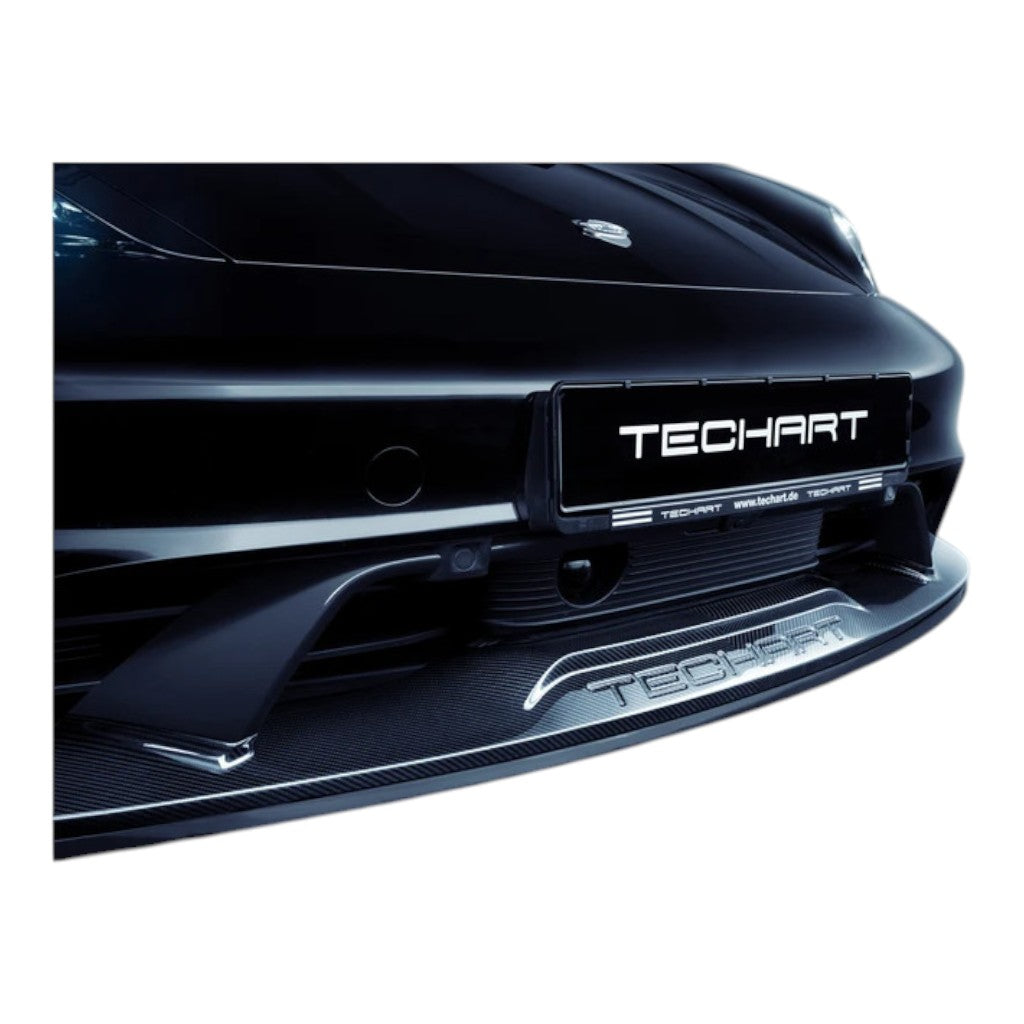 TECHART +9J.121.100.002 V01: Front Spoiler I, Visible Carbon, Glossy for PORSCHE Taycan (9J1) Photo-4 