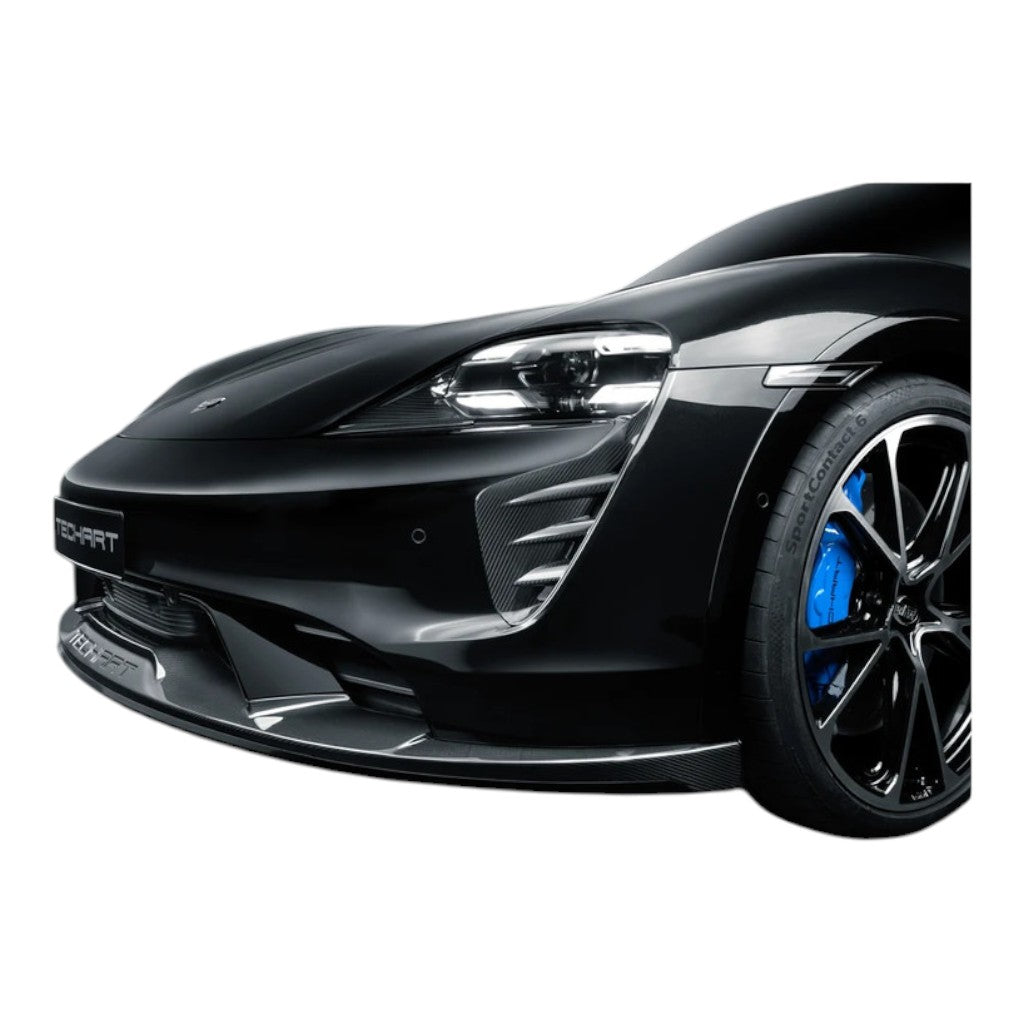 TECHART +9J.121.100.002 V01: Front Spoiler I, Visible Carbon, Glossy for PORSCHE Taycan (9J1) Photo-6 
