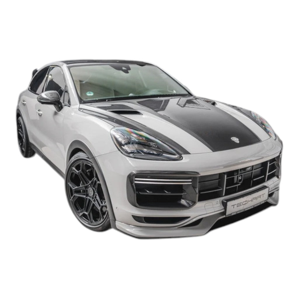 TECHART +9Y.121.001.000M-01 V01: Aero Engine Hood, Carbon, Matte for PORSCHE Cayenne (E3.1) (Not Turbo E-Hybrid) Photo-3 