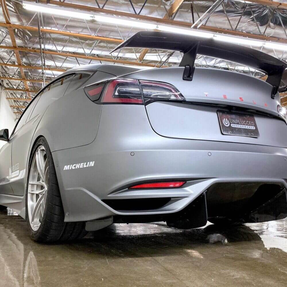 UNPLUGGED PERFORMANCE UP-M3-304-5.1 Optional Rear Diffuser Fins Ascension-R for Rear Bumper, Carbon for TESLA Model 3 Photo-0 
