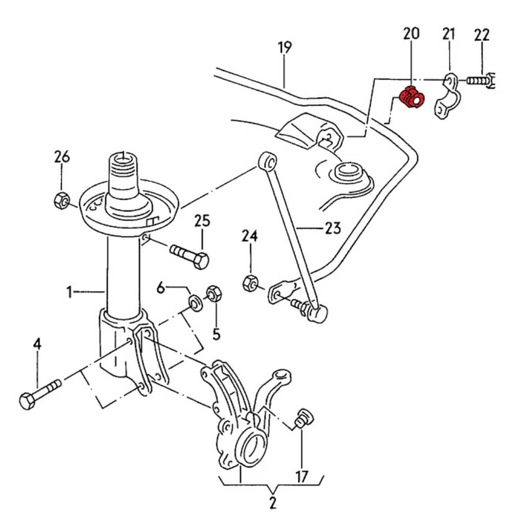 VERKLINE POW-022-85 Rear Anti-Roll Bar Bushes Kit 14,5mm (Track Hardness) for AUDI S2 (B4) Photo-2 